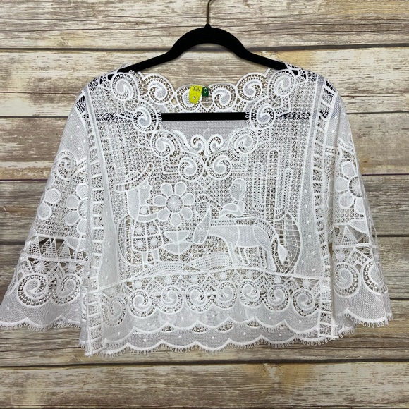 Anthropologie Tops - RARE Farm Rio P Gorgeous lace Blouse unique